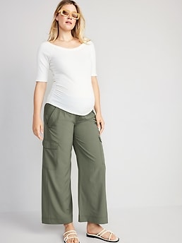 Maternity Rollover-Waist StretchTech Cargo Pants