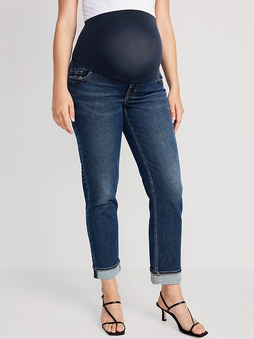 Image number 1 showing, Maternity Full Panel Boyfriend Jeans