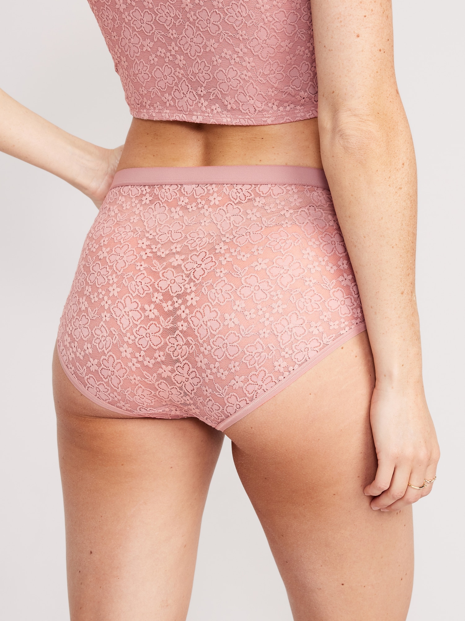 High-Waisted Lace Bikini Underwear