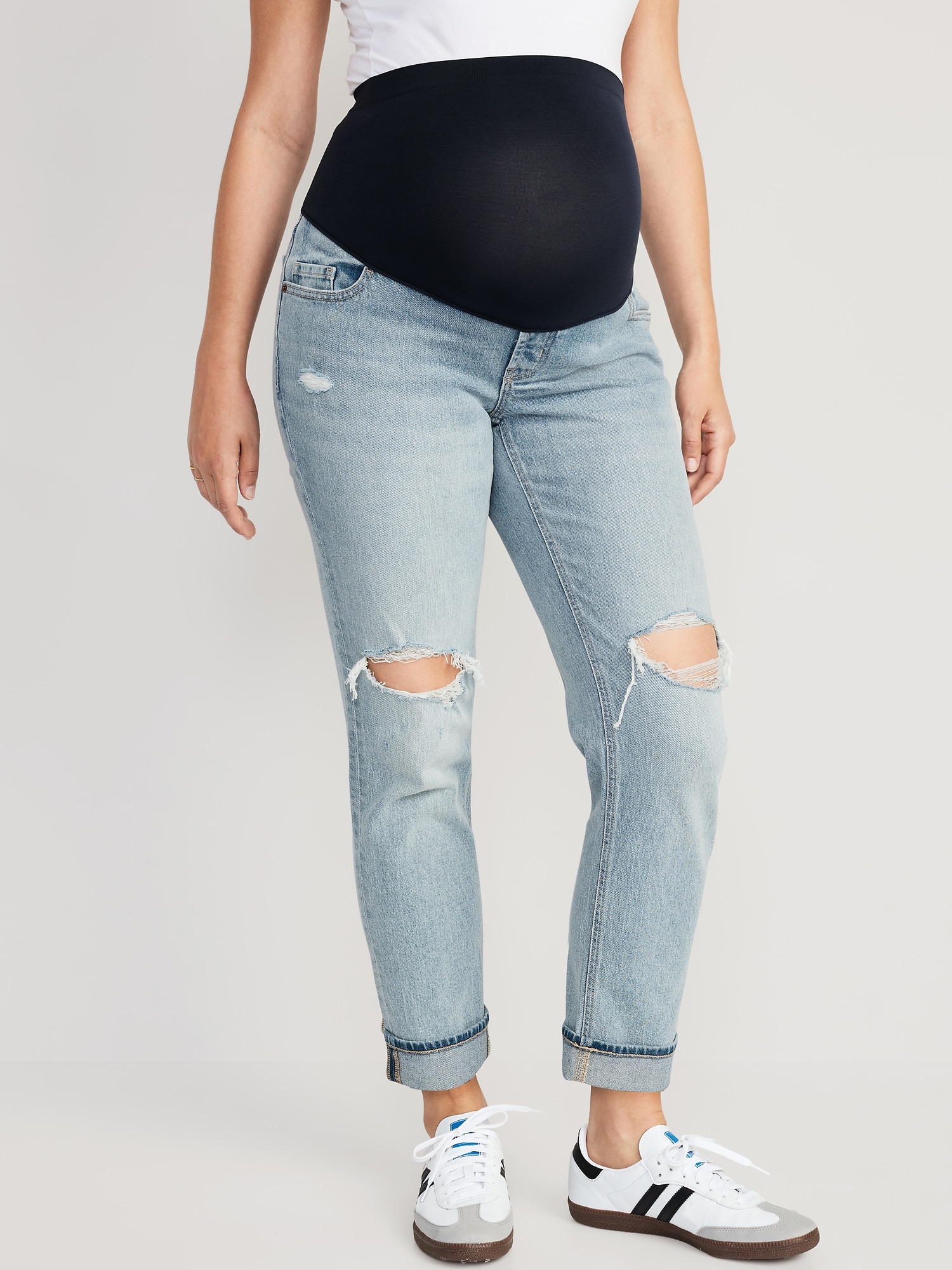 V VOCNI Maternity Jeans Women's Ripped Boyfriend Jeans Cute Distressed  Jeans Stretch Skinny Maternity Pants in Bahrain
