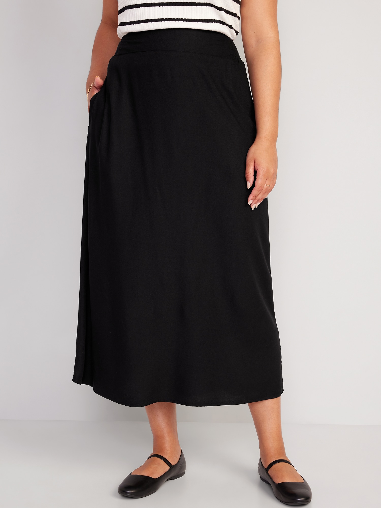 High-Waisted Smocked Crepe Maxi Skirt for Women | Old Navy