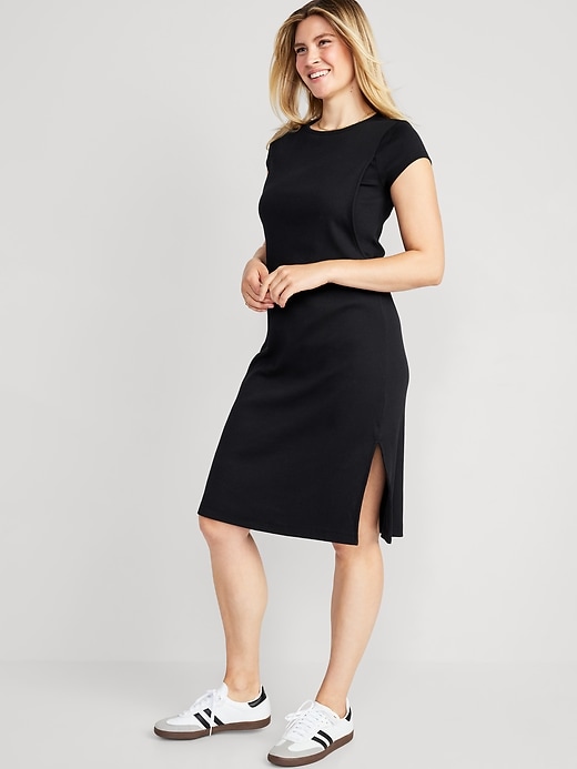 Maternity Rib Knit Midi Nursing Dress