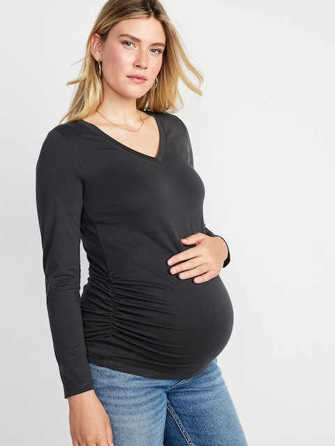 Maternity EveryWear Fitted V-Neck Long-Sleeve T-Shirt - Panther