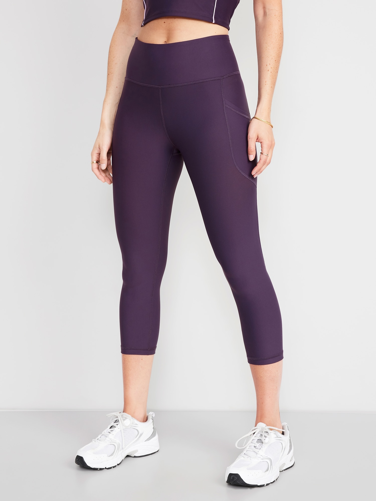 Old Navy - High-Waisted PowerSoft Crop Leggings for Women brown