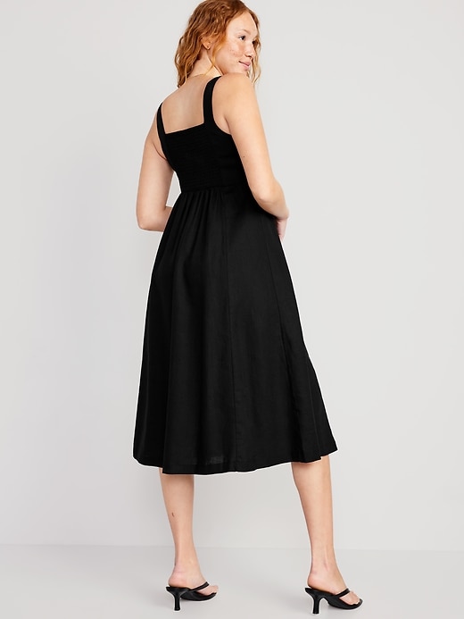 Image number 2 showing, Fit & Flare Linen-Blend Cami Midi Dress