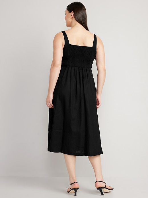 Image number 5 showing, Fit & Flare Linen-Blend Cami Midi Dress
