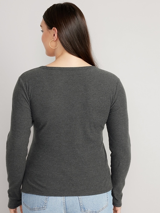 Image number 6 showing, Plush Long-Sleeve V-Neck T-Shirt