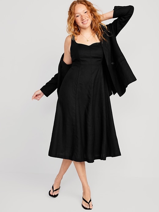 Image number 3 showing, Fit & Flare Linen-Blend Cami Midi Dress