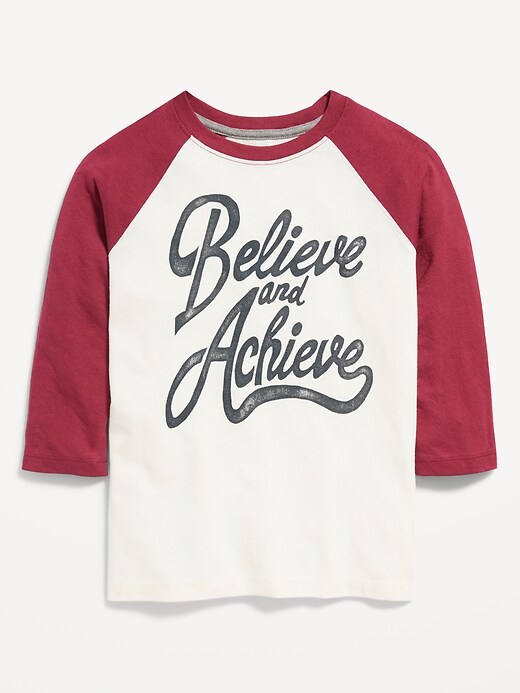 View large product image 1 of 2. 3/4-Length Raglan-Sleeve Graphic T-Shirt for Boys