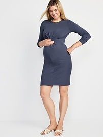 Maternity Long-Sleeve Twist-Front Bodycon Dress