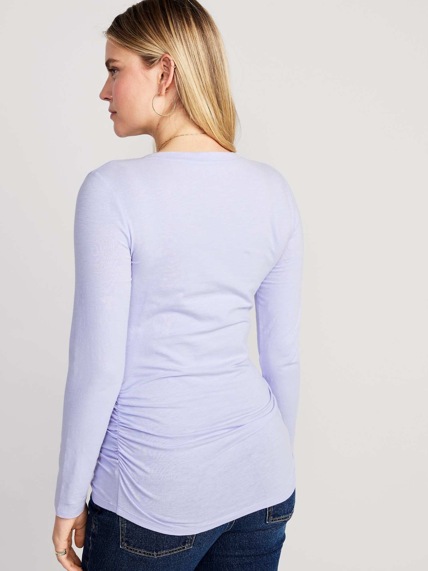 Women's Just Right 3/4-Sleeve Slub-Knit T-Shirt - Violet Fields - XS