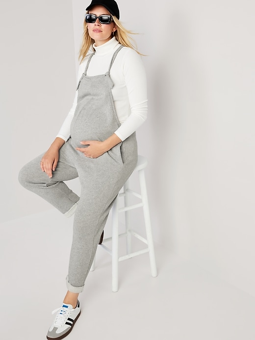 Image number 7 showing, Maternity Knotted-Strap Fleece Overalls