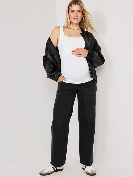 Image number 5 showing, Maternity Full-Panel Wide Leg Jeans