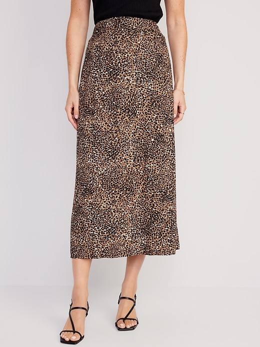 Image number 1 showing, High-Waisted Smocked Crepe Maxi Skirt
