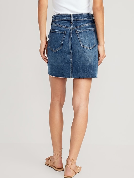 Image number 2 showing, High-Waisted Button-Fly OG Straight Mini Cut-Off Jean Skirt