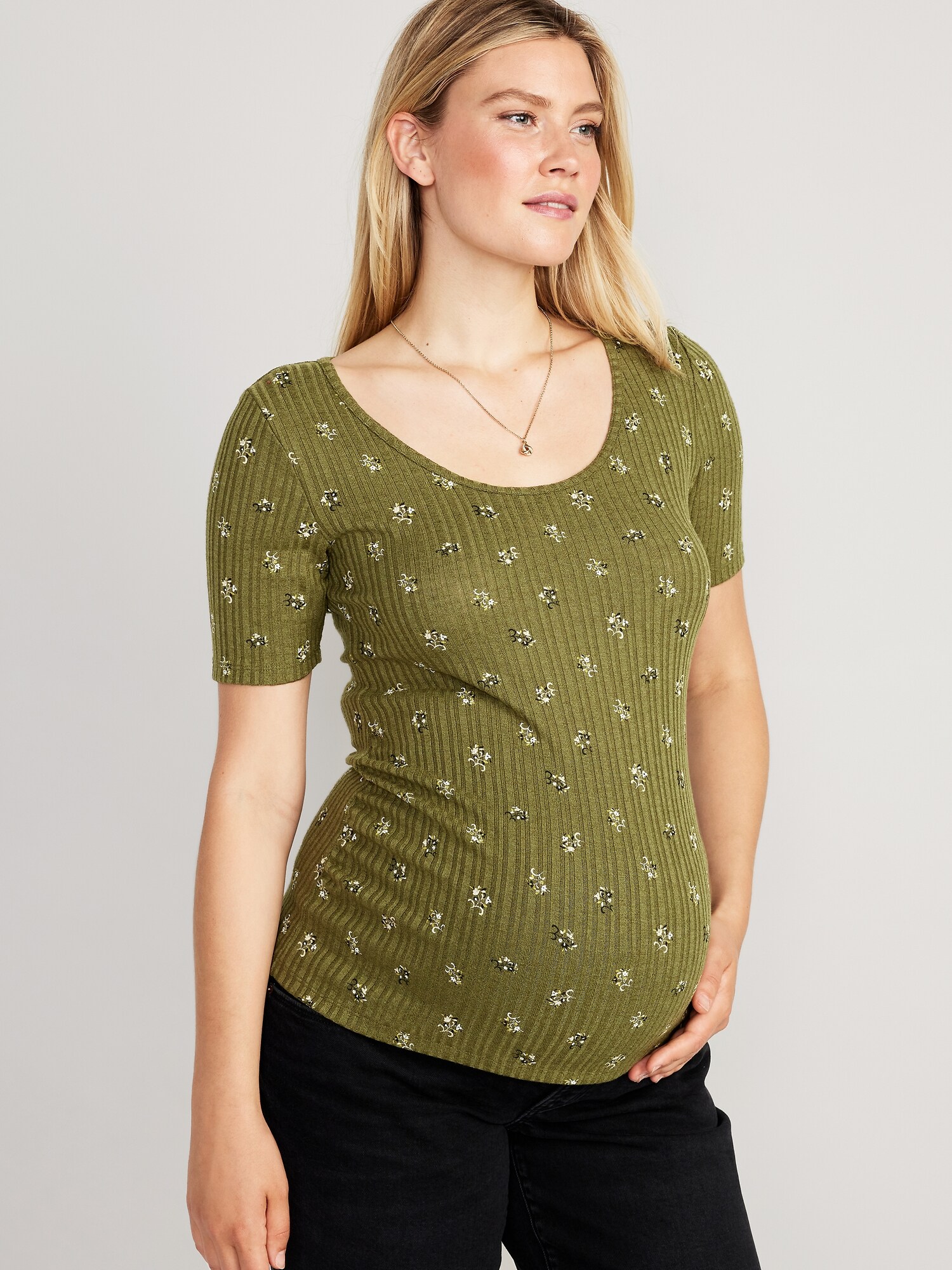 Maternity Fitted ElbowSleeve RibKnit Top Old Navy