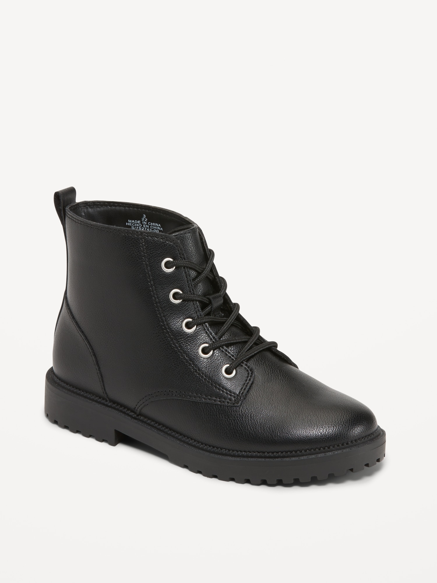 Oldnavy Faux-Leather Lace-Up Combat Boots for Girls