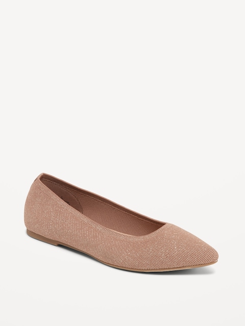 Soft-Knit Pointed-Toe Ballet Flats - Cocoa Fawn
