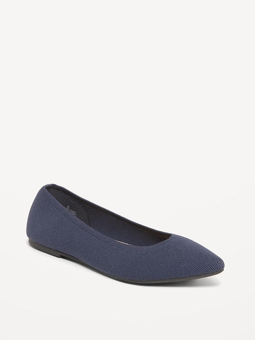 Image number 1 showing, Soft-Knit Pointed-Toe Ballet Flats