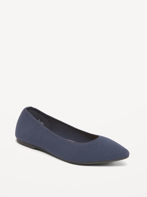 Soft-Knit Pointed-Toe Ballet Flats - In The Navy