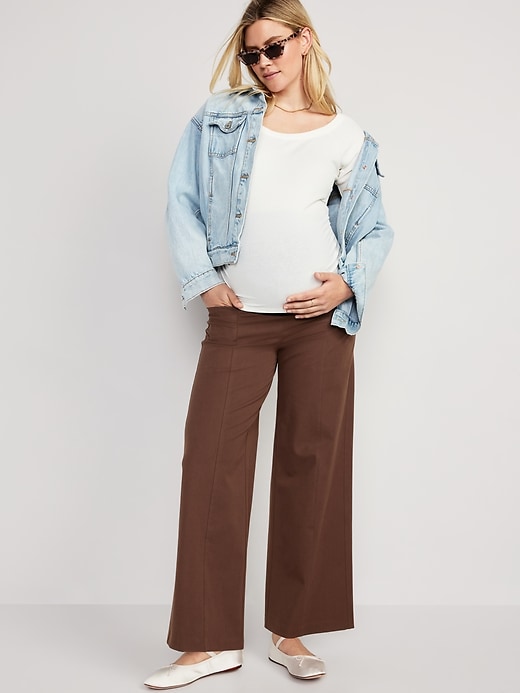 Image number 3 showing, Maternity Full-Panel Pixie Wide-Leg Pants