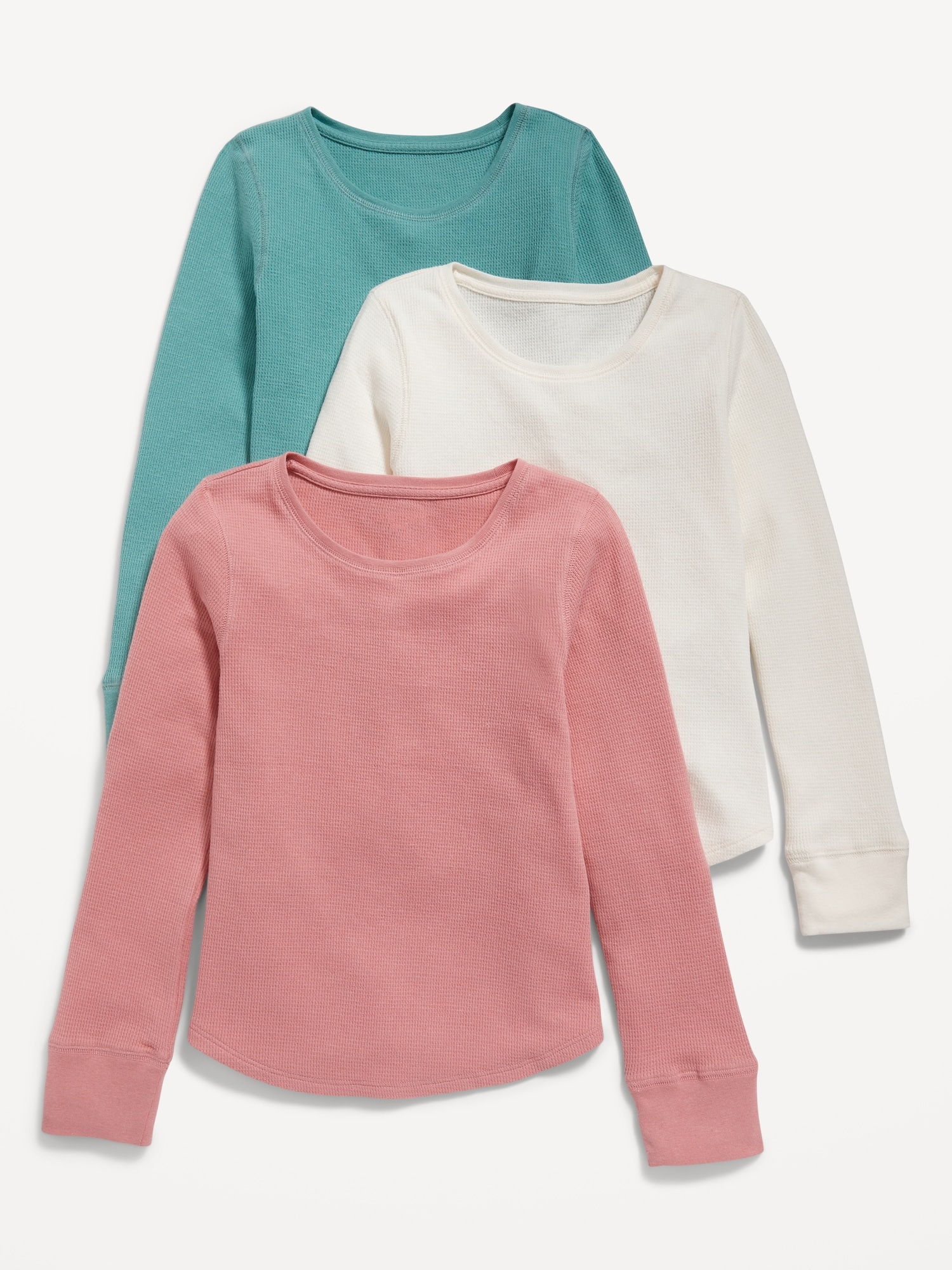 Long-Sleeve Thermal-Knit T-Shirt 3-Pack for Girls