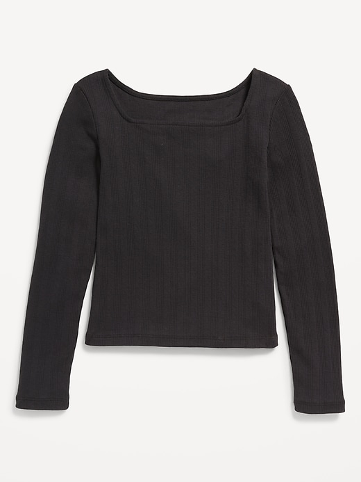 Long-Sleeve Pointelle-Knit Top for Girls | Old Navy