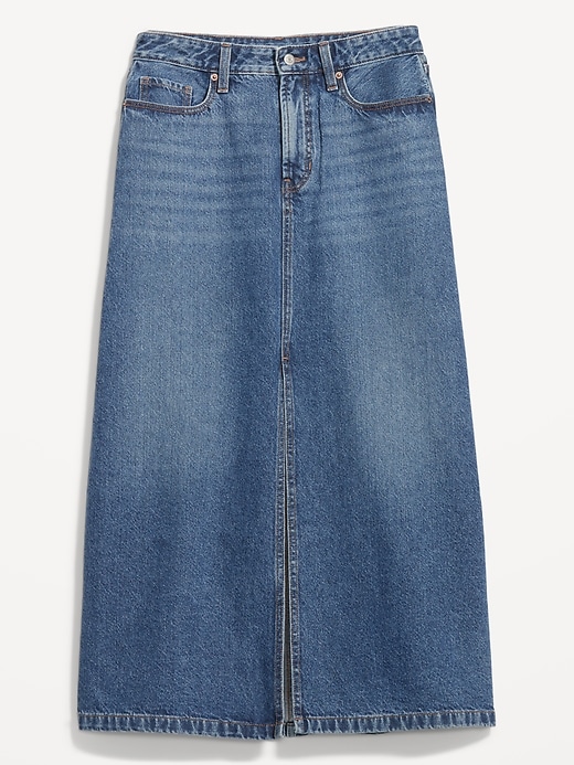Image number 4 showing, High-Waisted Jean Midi Skirt