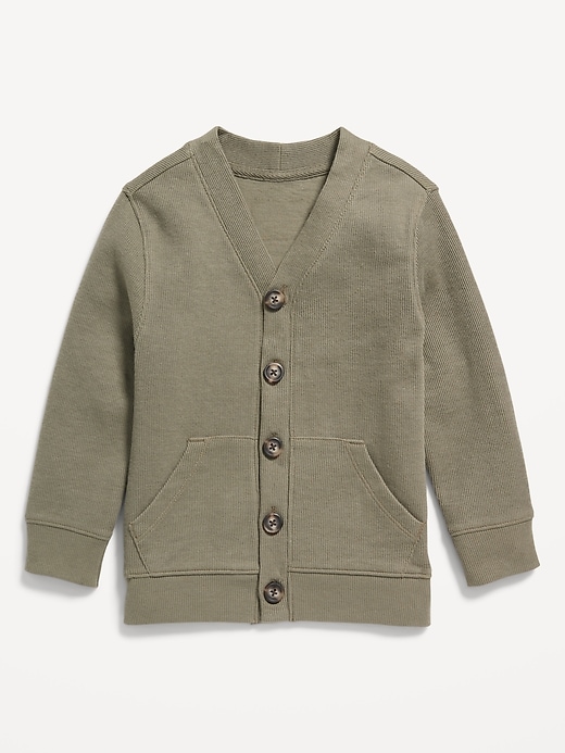 View large product image 1 of 1. Button-Front French Rib Cardigan Sweater for Toddler Boys