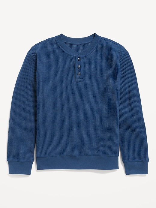 View large product image 2 of 3. Long-Sleeve Thermal-Knit Henley T-Shirt for Boys
