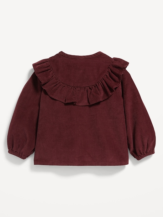 View large product image 2 of 2. Corduroy Long-Sleeve Ruffle-Trim Button-Front Top for Baby