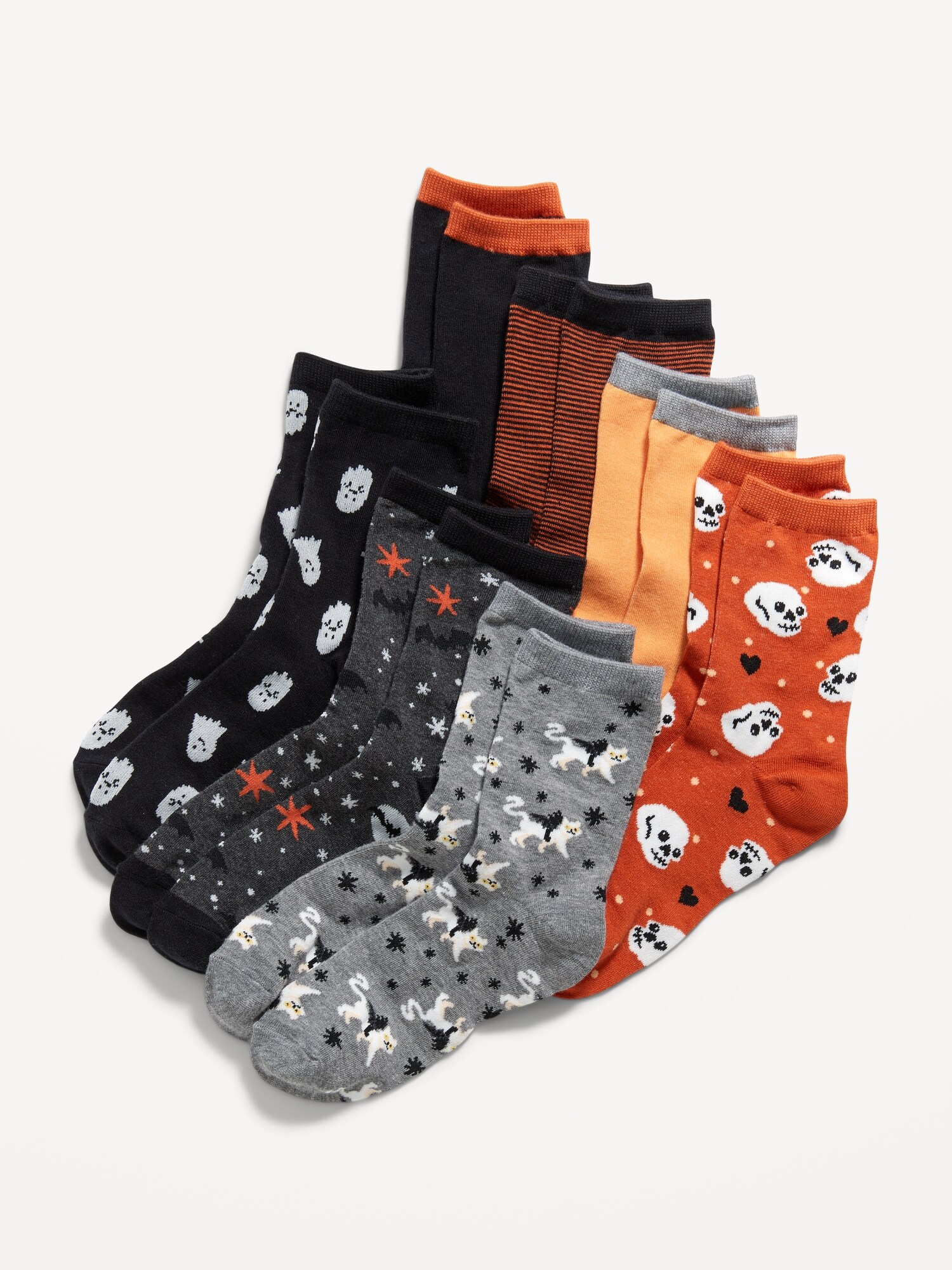 Gender-Neutral Printed Crew Socks 7-Pack for Kids