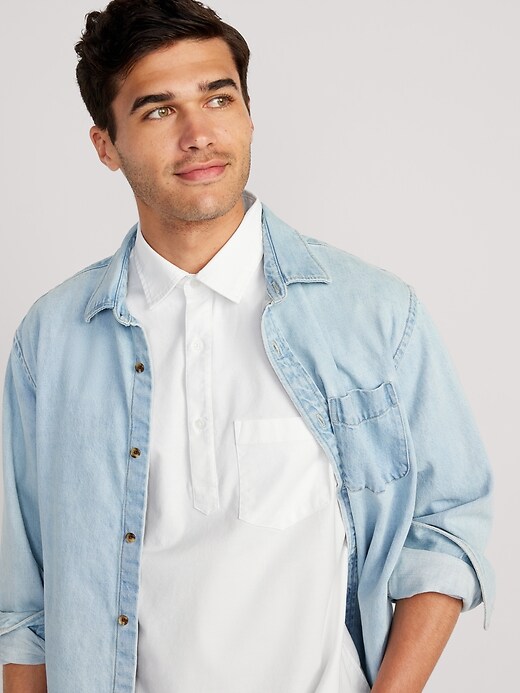 Everyday BuiltIn Flex Henley Oxford Shirt Old Navy