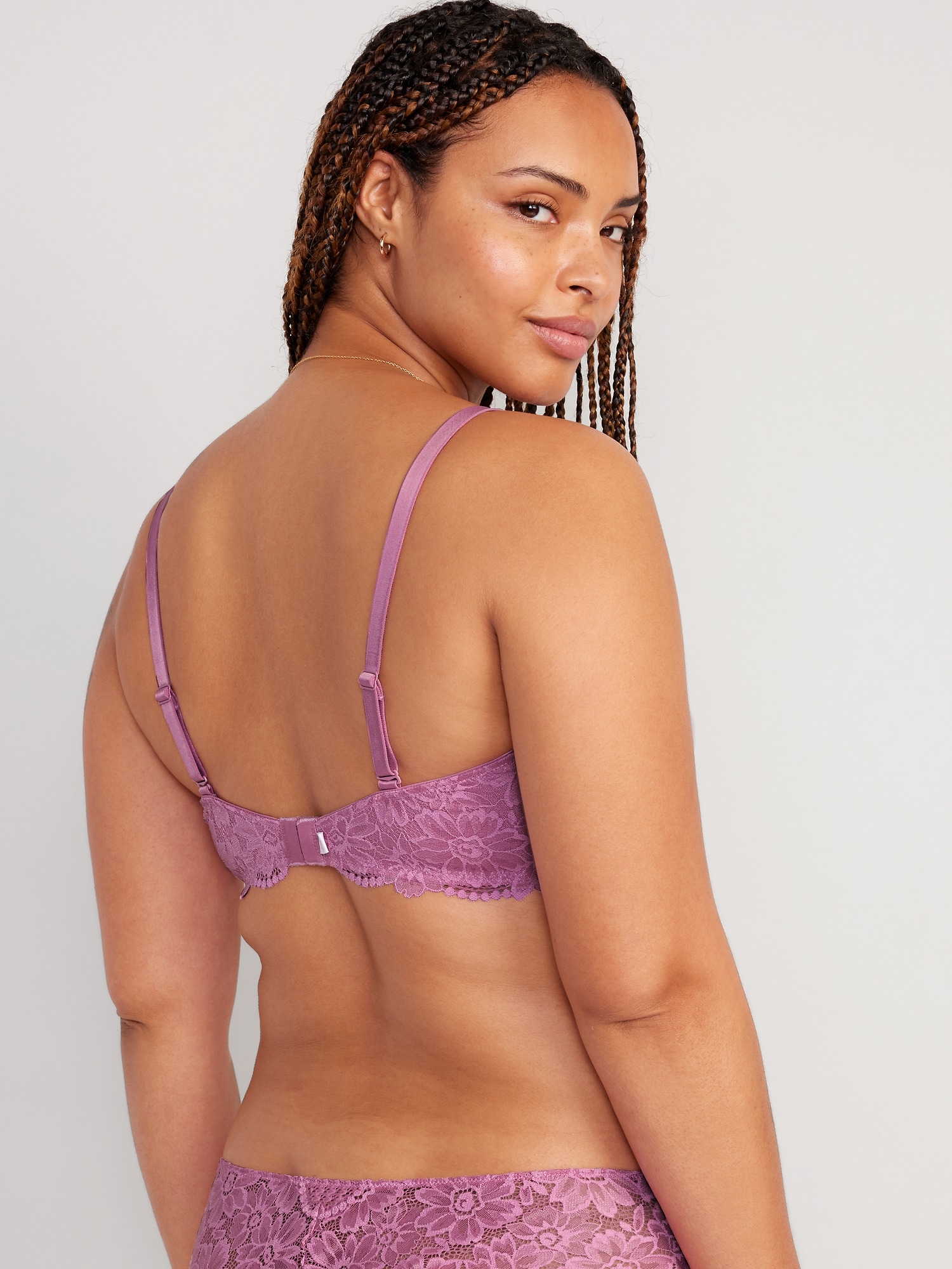 NWOT Cacique Invisible Lace Backsmoother Balconette Bra Purple
