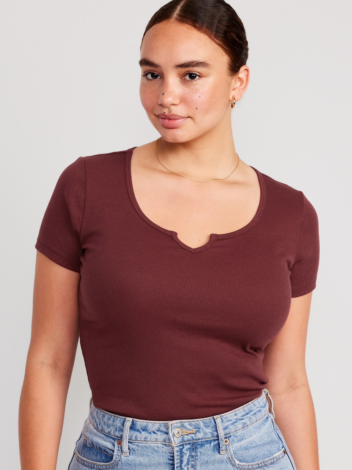 Fitted RibKnit TShirt for Women Old Navy