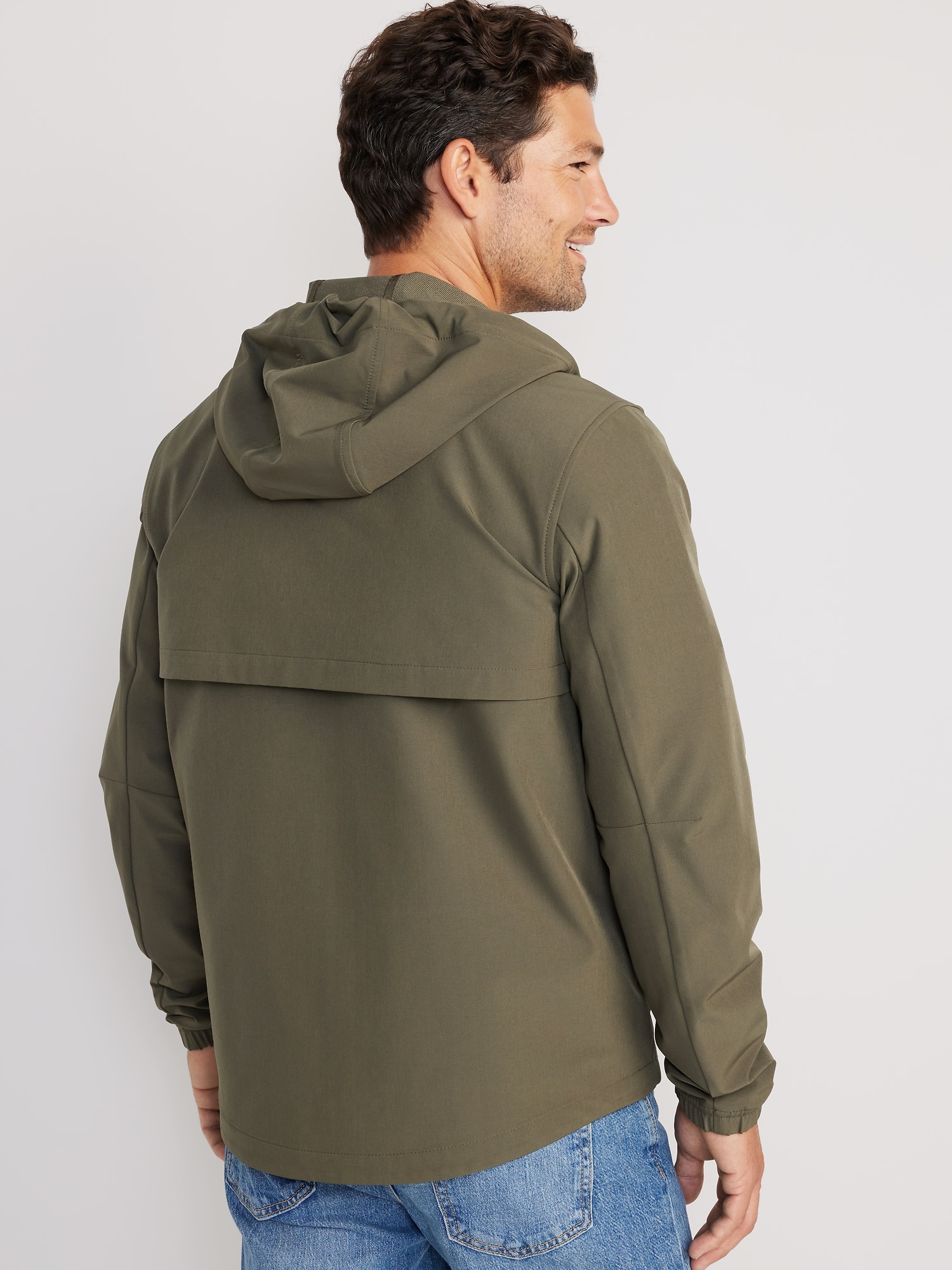 StretchTech Water-Repellent Hooded 2-Way-Zip Jacket for Men