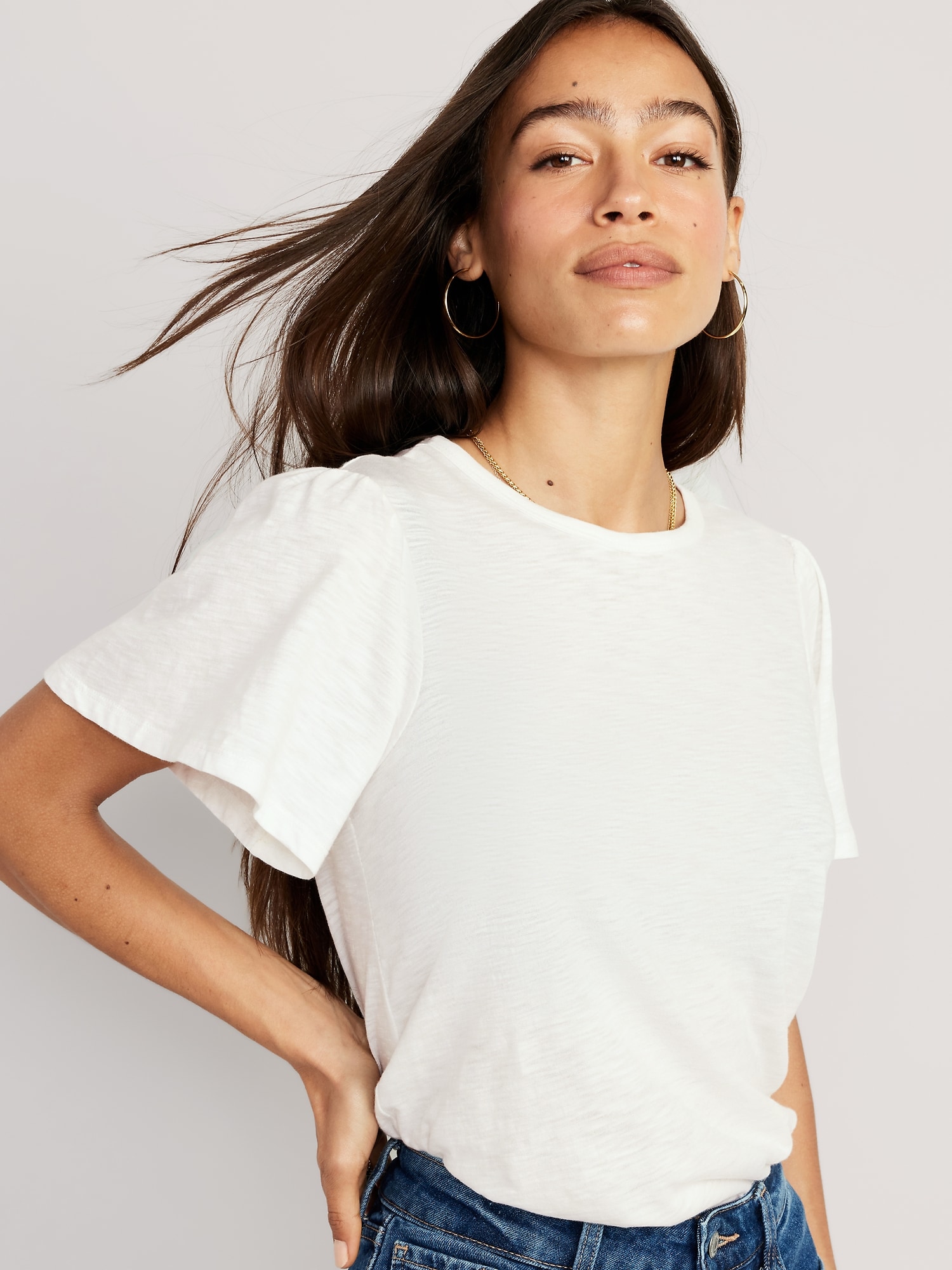 Flutter-Sleeve Slub-Knit Top | Old Navy