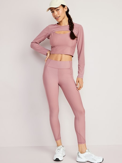 Image number 3 showing, High-Waisted PowerSoft Mesh-Panel 7/8 Leggings
