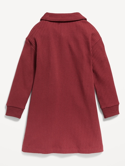 View large product image 2 of 2. Long-Sleeve Collared Rib-Knit Dress for Toddler Girls