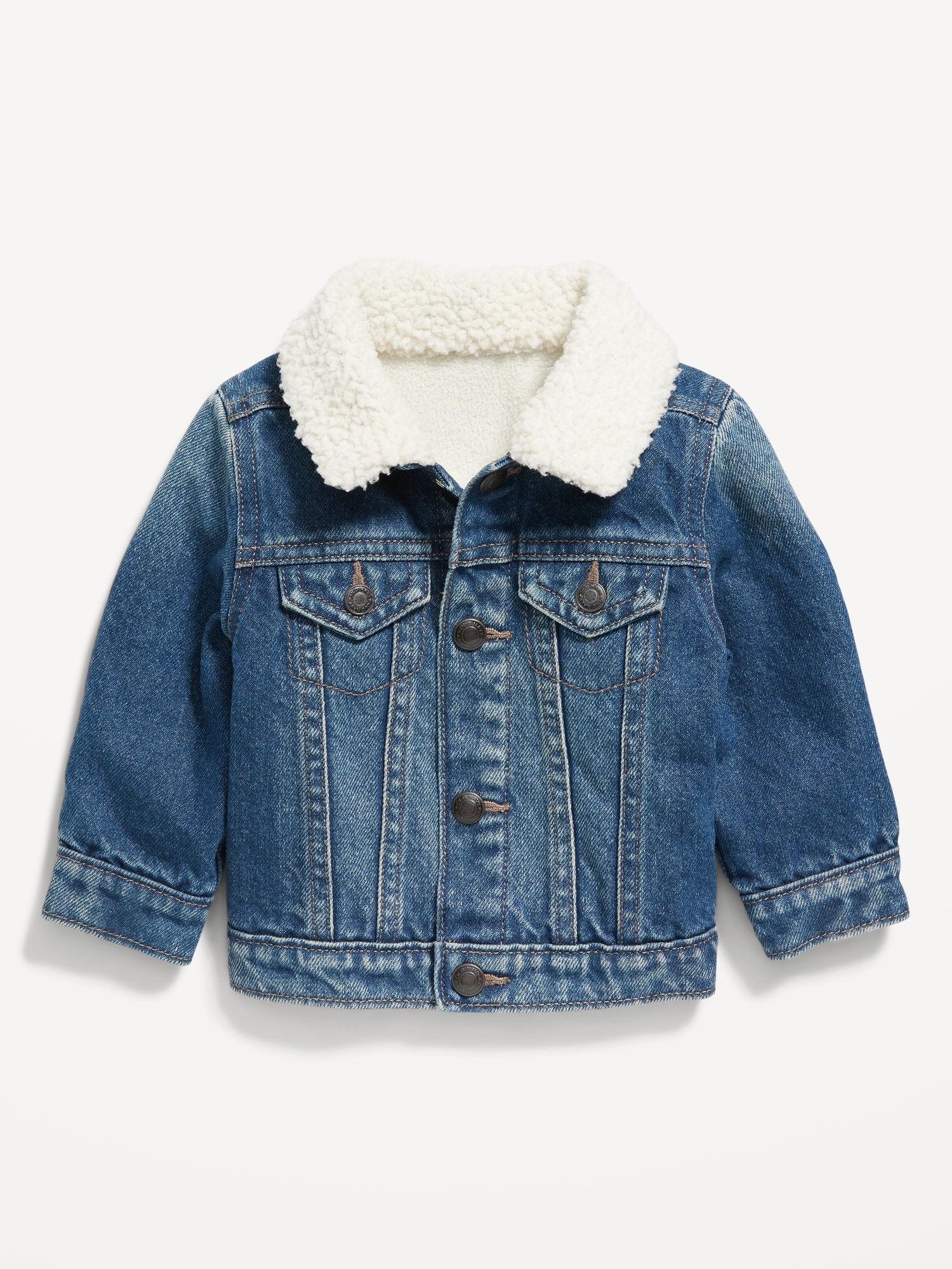 Unisex Sherpa-Lined Non-Stretch Jean Jacket for Baby | Old Navy