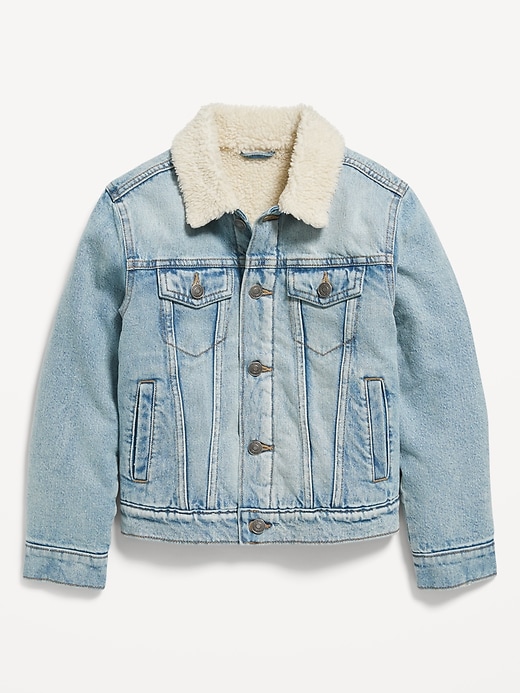 Gender-Neutral Sherpa-Lined Non-Stretch Jean Jacket for Kids | Old Navy
