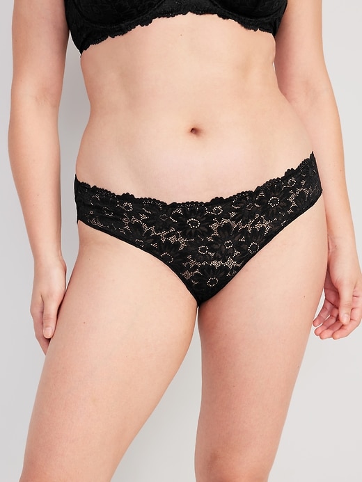Image number 5 showing, Mid-Rise Lace Bikini Underwear
