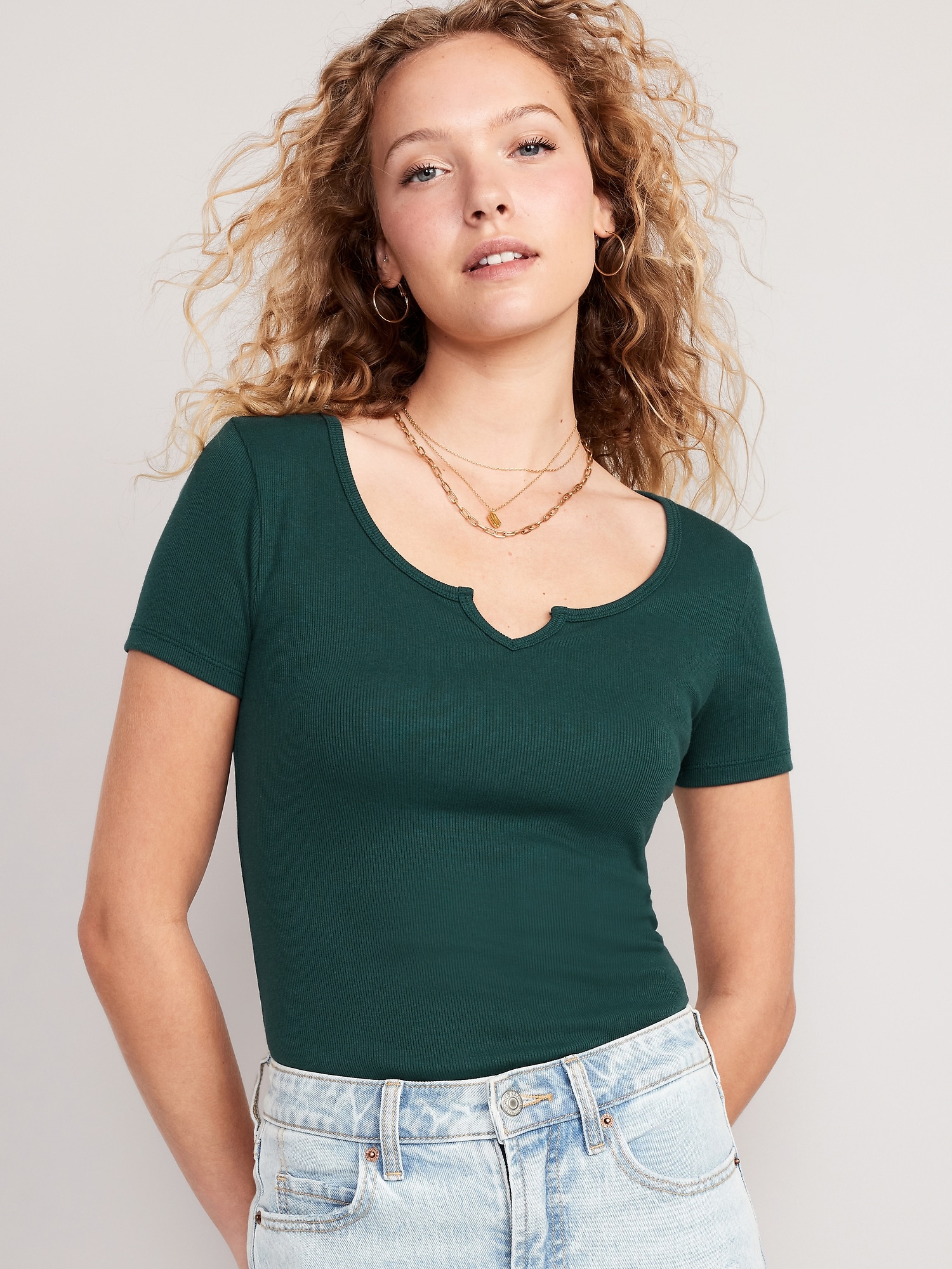 Fitted RibKnit TShirt Old Navy