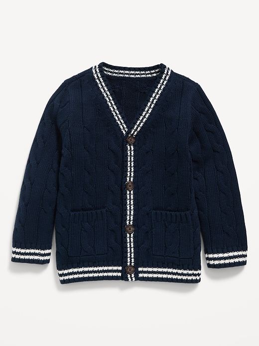 View large product image 1 of 1. Button-Front Cable-Knit Cardigan Sweater for Toddler Boys
