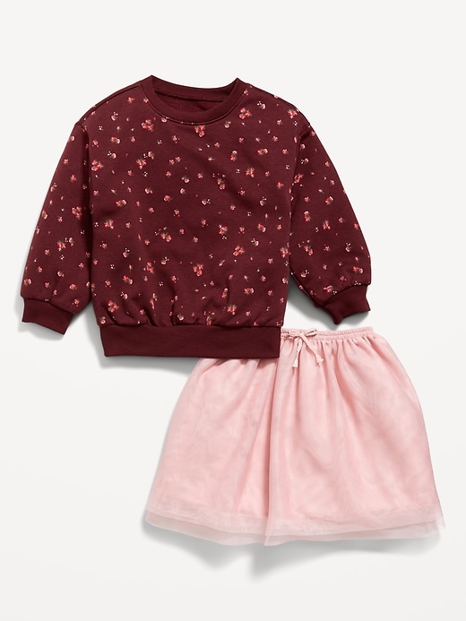 View large product image 1 of 2. Crew-Neck Sweatshirt and Tulle Skirt Set for Toddler Girls