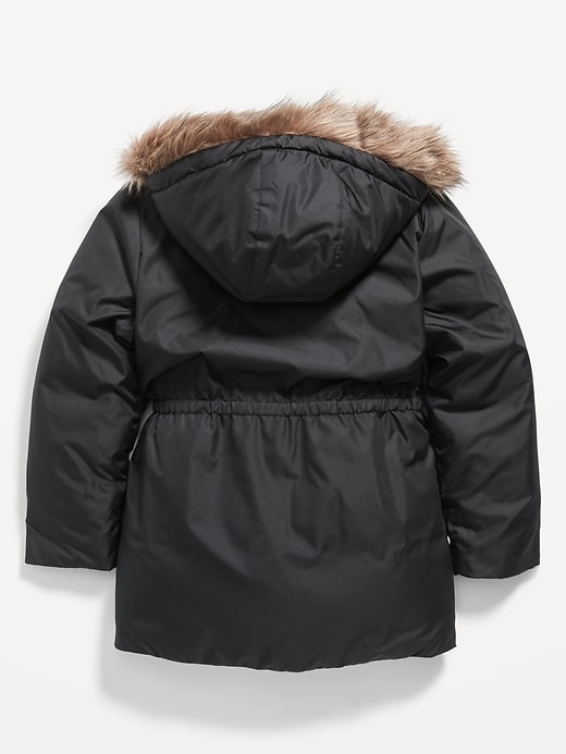 View large product image 2 of 2. Sherpa-Lined Cinched-Waist Hooded Parka Coat for Girls
