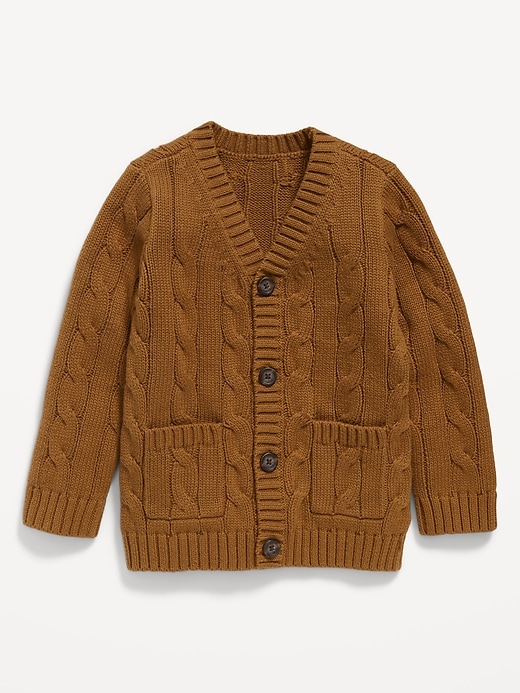 View large product image 1 of 2. Button-Front Cable-Knit Cardigan Sweater for Toddler Boys