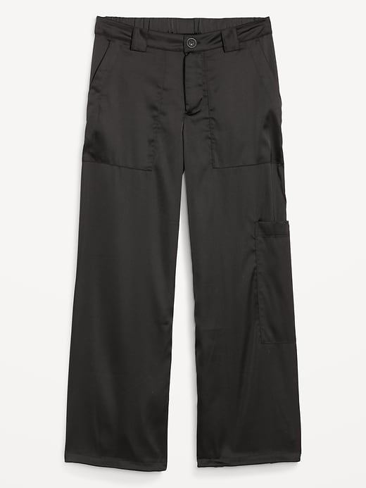 Image number 4 showing, High-Waisted Satin Cargo Jogger Pants