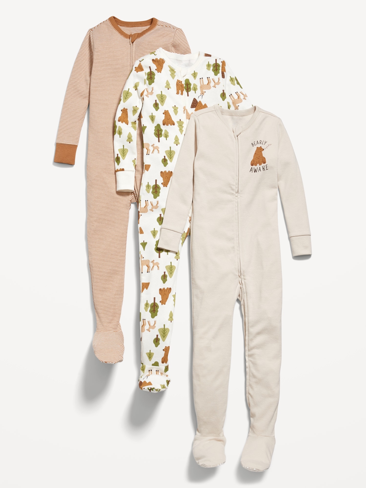 Oldnavy Unisex 2-Way-Zip Snug-Fit Printed Pajama One-Piece 3-Pack for Toddler & Baby Hot Deal