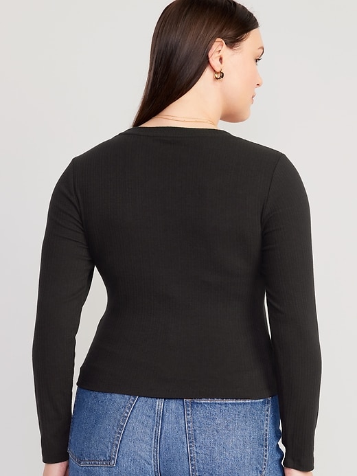 Image number 6 showing, Fitted Square-Neck Rib-Knit T-Shirt